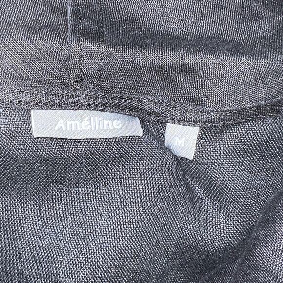 Amelline 100% Linen 3/4 Sleeve Cowl Neck Blouse Top Women's Size Medium Black - Picture 5 of 6